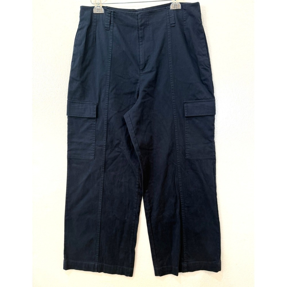 NWOT Calvin Klein Jeans Size 14 Navy Cargo Pocket Wide Leg High Waist Pants